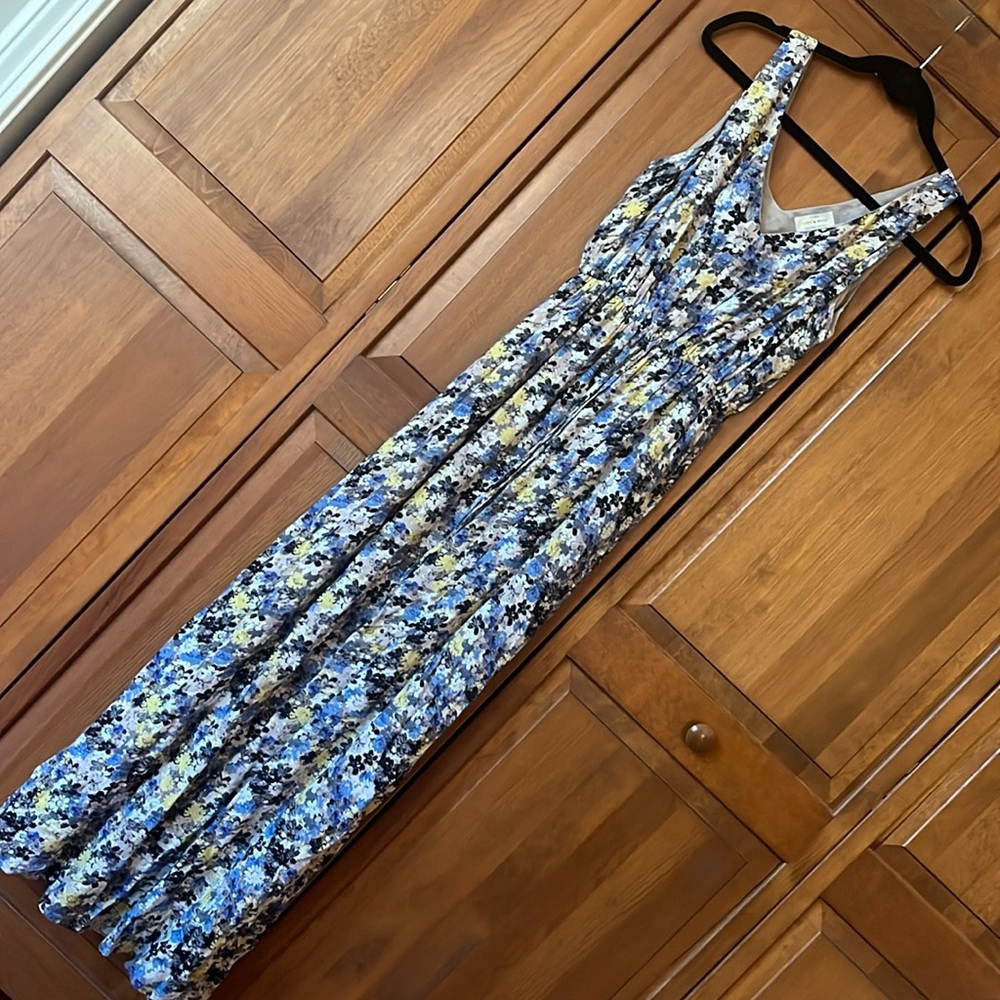 Lucky Brand sleeveless double-V floral maxi dress lined-XS